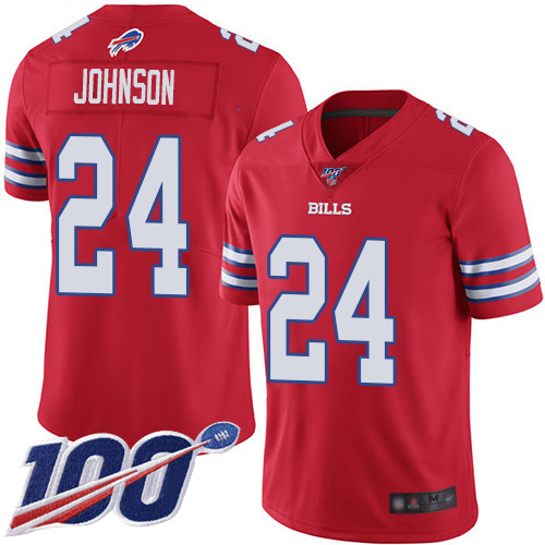 Men Buffalo Bills #24 Taron Johnson Limited Red Rush Vapor Untouchable 100th Season NFL Jersey->buffalo bills->NFL Jersey